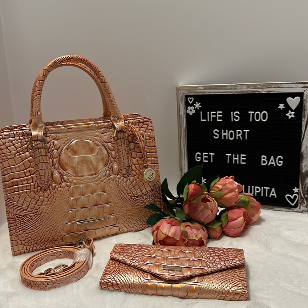 Brahmin Cami Apricot Rose with matching Veronica wallet